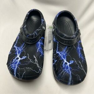 Crocs Bistro Graphic Clog Black Blue Lightning Bolt Slip Resistant Clogs Men 11
